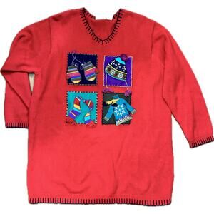Vintage 90s Ugly Tacky Teacher Knit Christmas Winter Sweater Size 1X XL